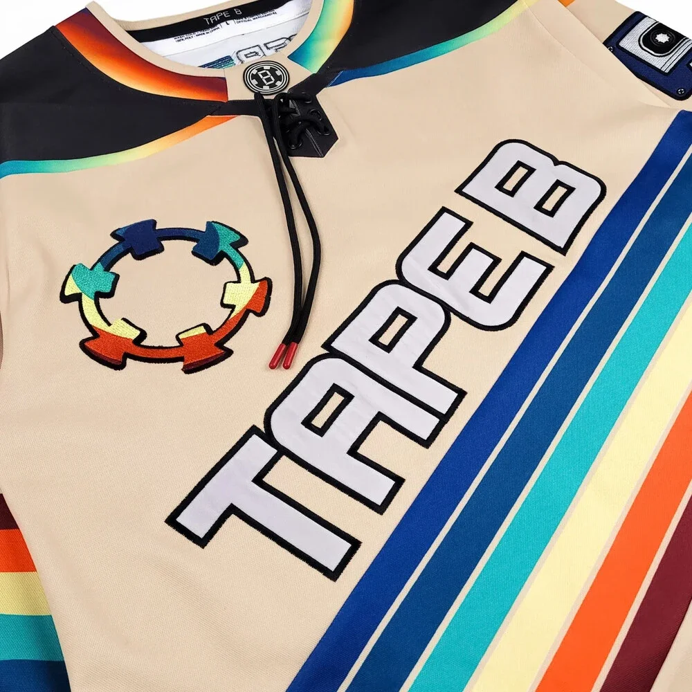 Tape B - Low Frequencies Hockey Jersey - Cream 3X-Large